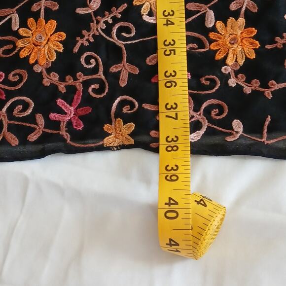 Handmade Women’s M Embroidered Floral Beaded Tassel Boho Cotton Midi Kurti Dress - Picture 11 of 12